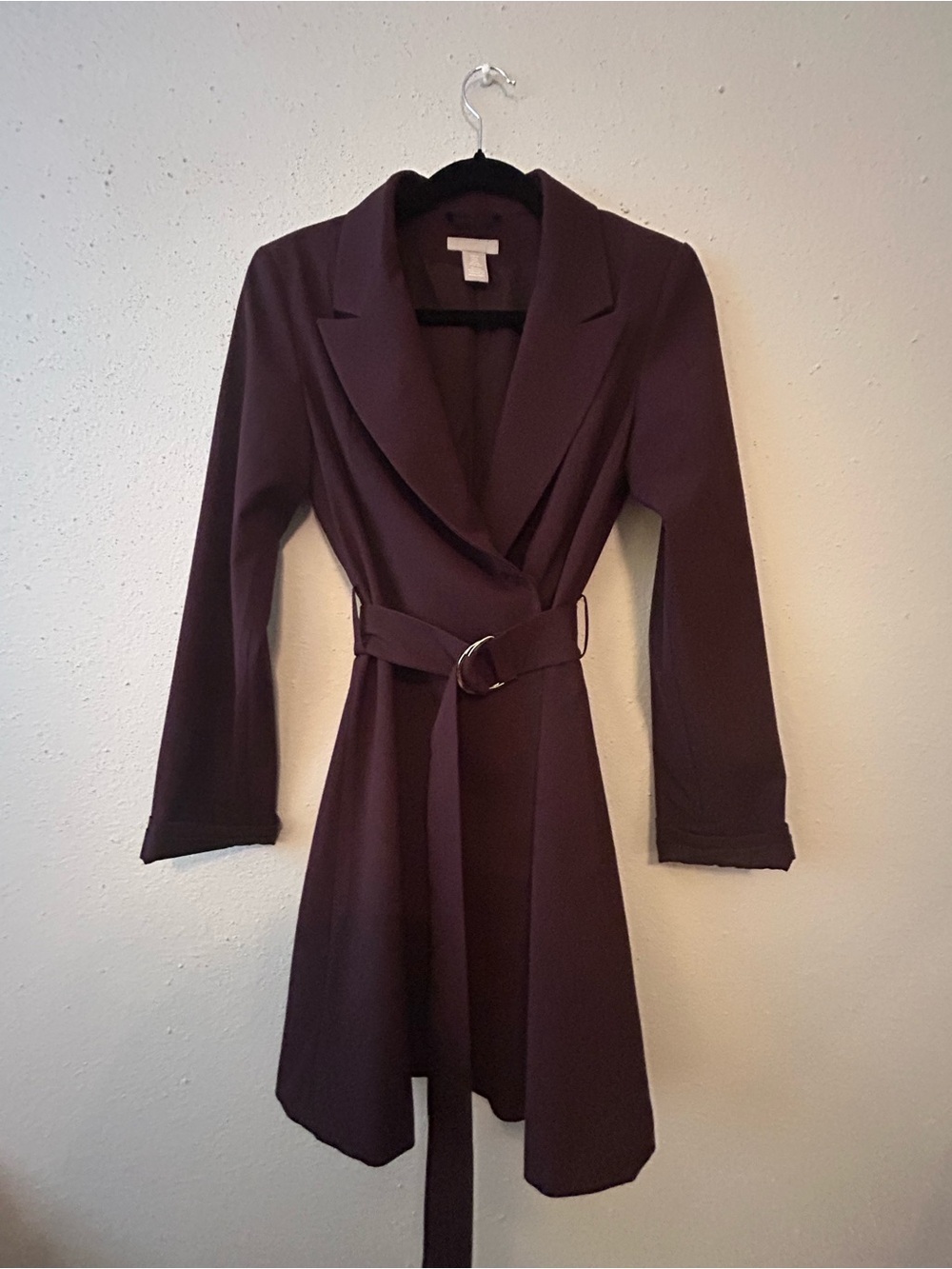 H&M Dark Plum Wrap Blazer Dress with Belt